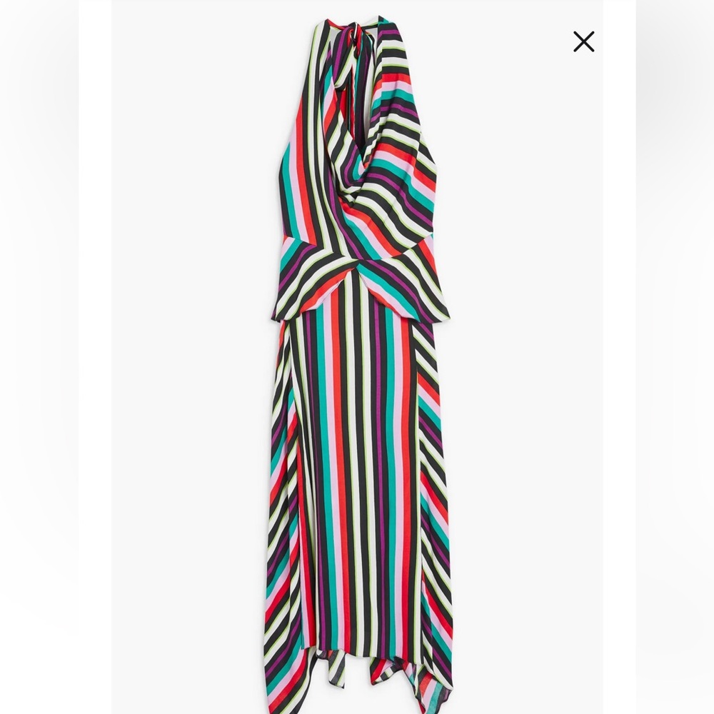 Topshop Asymmetrical Striped Dress - Black, Pink, Green, Blue - Picture 4 of 8